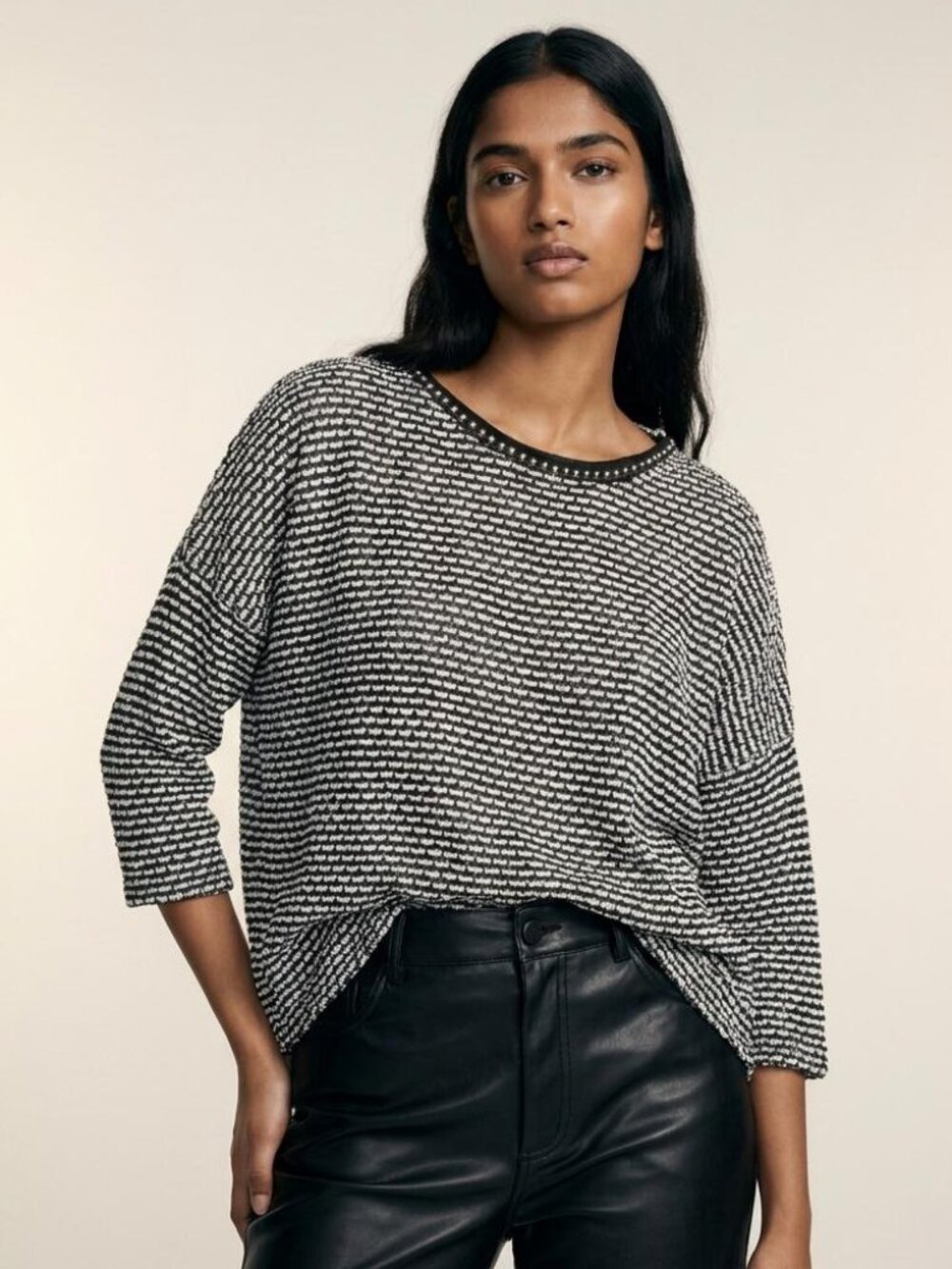 Zara Trafaluc Studded Embellished Boxy Knit Sweater - Small